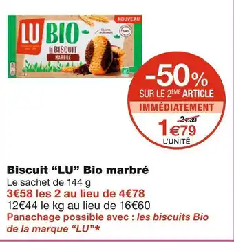 Monoprix Lu biscuit bio marbré offre