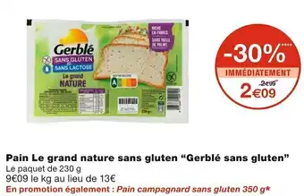 Monoprix Gerblé pain le grand nature sans gluten sans gluten offre