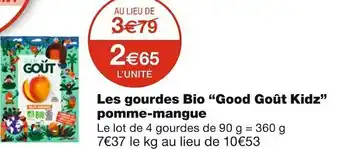 Good goĂ»t les gourdes bio âgood goĂ»t kidzâ pomme-mangue