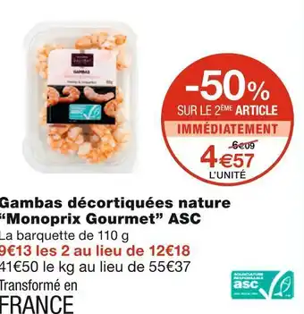 Monoprix Monoprix gourmet gambas décortiquées nature asc offre