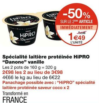 Monoprix Danone spécialité laitière protéinée hipro vanille offre