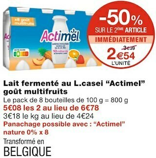 Monoprix Actimel lait fermenté au l.casei goût multifruits offre