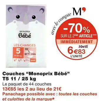 Monoprix Monoprix bébé couches offre