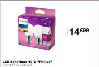 Monoprix Philips led sphérique 40 w offre