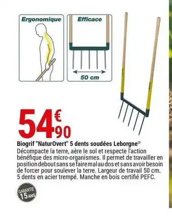 Gamm vert Leborgne biogrif "naturovert" 5 dents soudées offre