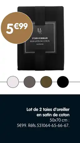 b&m 3€99 lot de 2 taies d’oreiller en satin de coton offre