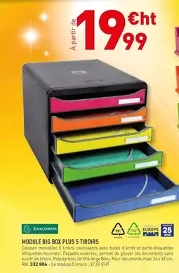 Hyperburo EXACOMPTA MODULE BIG BOX PLUS 5 TIROIRS offre