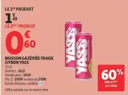 Auchan Drive YASS Boisson gazéifiée fraise citron offre