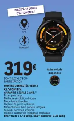 E.Leclerc GARMIN MONTRE CONNECTÉE VENU 3 offre
