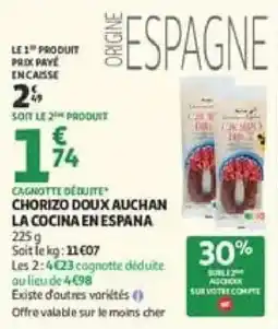 Auchan Drive Chorizo Doux Auchan offre