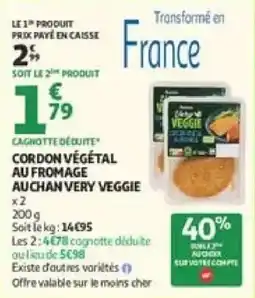 Auchan Drive AUCHAN VERY VEGGIE CORDON VÉGÉTAL AU FROMAGE offre