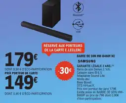 E.Leclerc SAMSUNG BARRE DE SON HW-B460F/XE offre