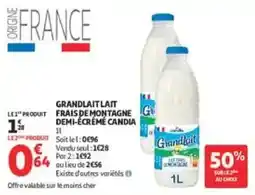 Auchan Drive Grandlait Lait frais de montagne demi-écrémé Candia offre