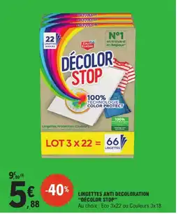 E.Leclerc Express DÉCOLOR STOP Lingettes anti decoloration offre