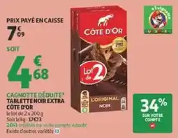 Auchan Drive CÔTE D'OR TABLETTE NOIR EXTRA offre
