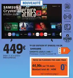 E.Leclerc Samsung tv led 55u7025h 55" (pouces) 138 cm. offre