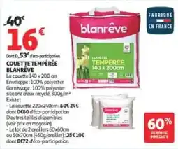 Auchan Drive blanrève COUETTE TEMPÉRÉE offre