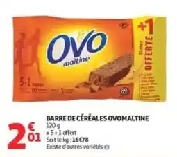Auchan Drive OVOMALTINE BARRE DE CÉRÉALES offre