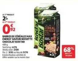 Auchan Drive Isostar Barres de céréales Max Energy offre
