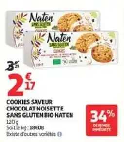 Auchan Drive Naten Cookies saveur chocolat noisette sans gluten bio offre