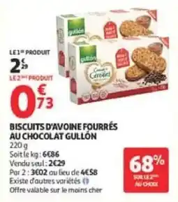 Auchan Drive GULLÓN Biscuits d'avoine fourrés offre