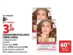 Auchan Drive L'ORÉAL COLORATION EXCELLENCE CRÈME offre