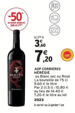 Intermarché Aop corbières hérésie offre