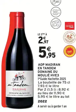 Intermarché Domaine du moulié hve3 aop madiran en tandem hve3 offre