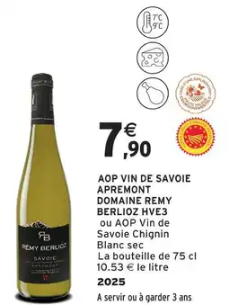 Intermarché Domaine remy berlioz aop vin de savoie apremont hve3 offre