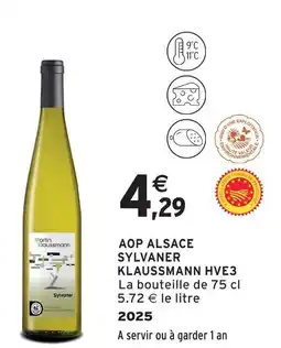 Intermarché Klaussmann aop alsace sylvaner hve3 offre