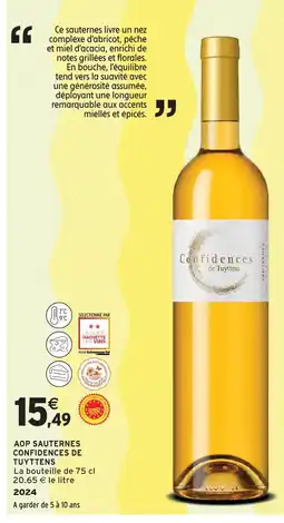 Intermarché Confidences de tuyttens aop sauternes offre