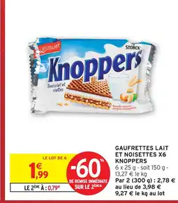 Intermarché Hyper Knoppers gaufrettes lait et noisettes offre