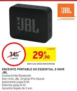 Intermarché Hyper Jbl enceinte portable go essential 2 noir offre