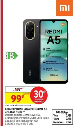 Intermarché Hyper Xiaomi smartphone redmi a5 3/64go noir offre