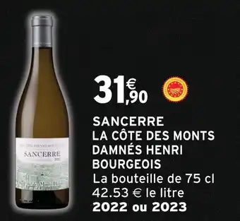 Henri bourgeois sancerre la côte des monts damnés 2022
