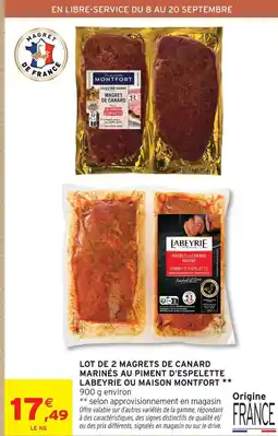 Intermarché Labeyrie / maison montfort lot de 2 magrets de canard marinés au piment d'espelette offre