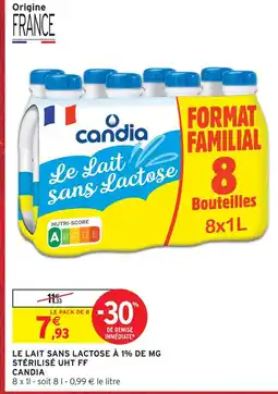 Intermarché Candia le lait sans lactose à 1% de mg stérilisé uht ff offre