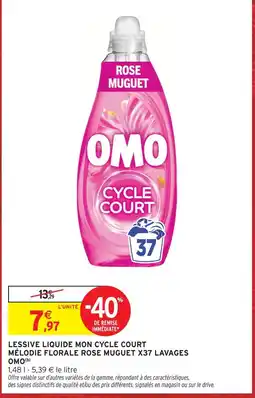 Intermarché Omo lessive liquide mon cycle court mélodie florale rose muguet x37 lavages(b) offre