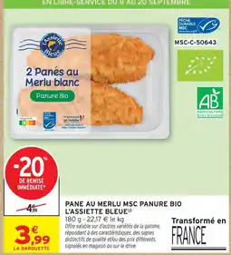 Intermarché L'assiette bleue 2 panés au merlu blanc panure bio offre
