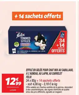 Netto Felix effilé en gelée pour chat mix au cabillaud, à l'agneau, au lapin, au carrelet offre