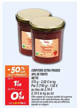 Netto Netto confiture extra fraises 50% de fruits offre
