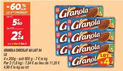 Netto Lu granola chocolat au lait x4 offre