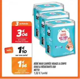 Netto Netto bébé maxi carrés visage & corps doux & résistants offre