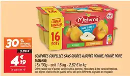 Netto Materne compotes coupelles sans sucres ajoutés pomme, pomme poire offre