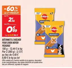 Netto Pedigree bâtonnets à mâcher pour chien moyen offre