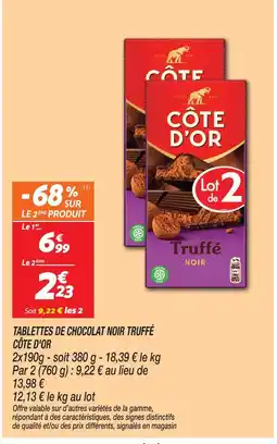 Netto Côte d’or tablettes de chocolat noir truffé offre
