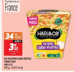 Netto Hari & co box macaroni carbo végétale format maxi offre