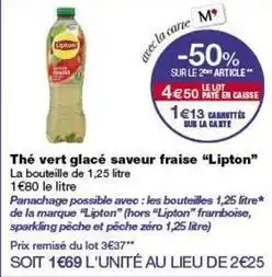 Monop' Lipton - thé vert glacé saveur fraise offre