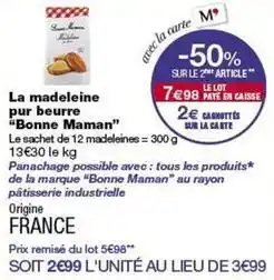 Monop' Bonne maman - la madeleine pur beurre offre