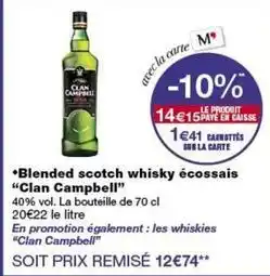 Monop' Clan campbell - blended scotch whisky écossais offre